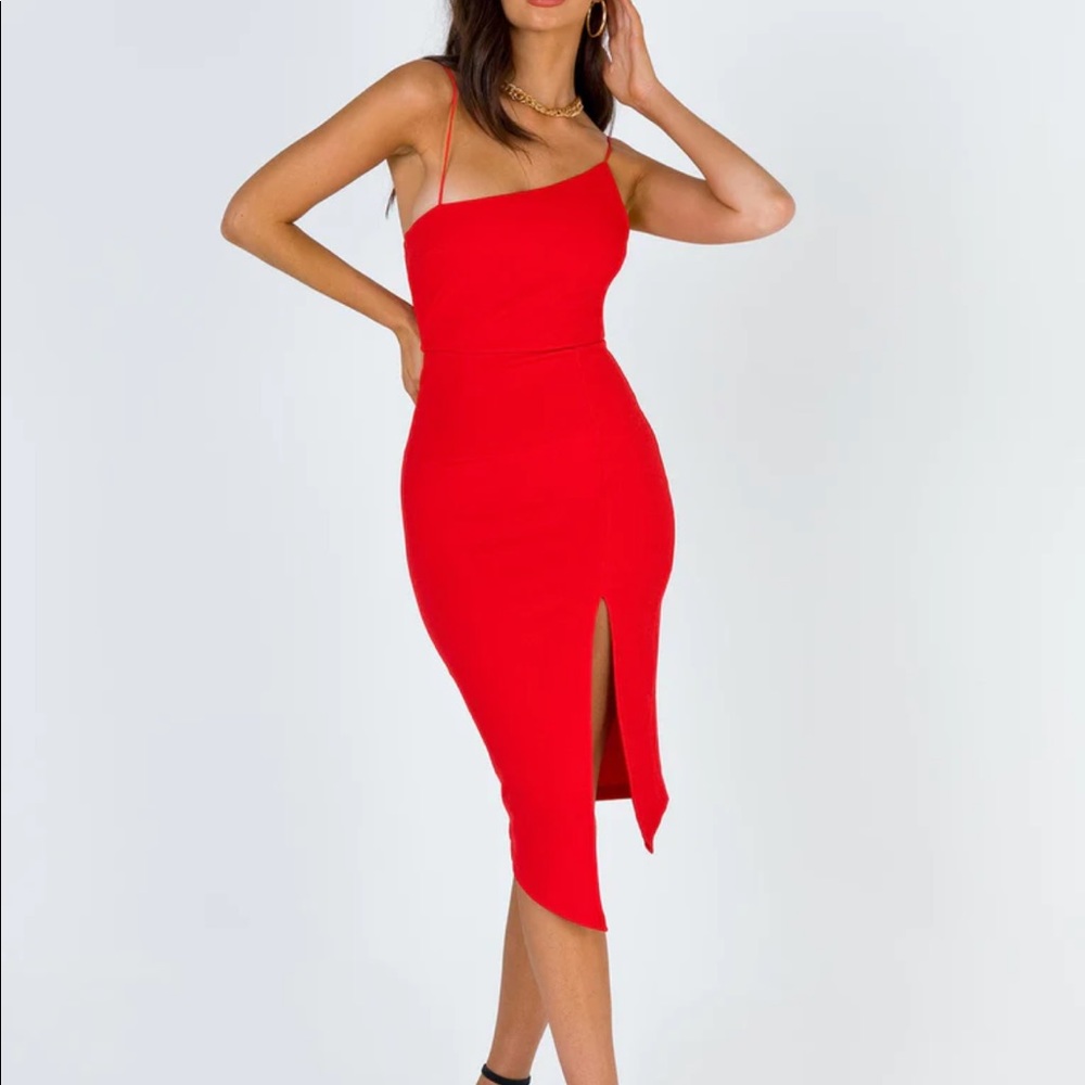 Princess Polly AERO MIDI DRESS RED